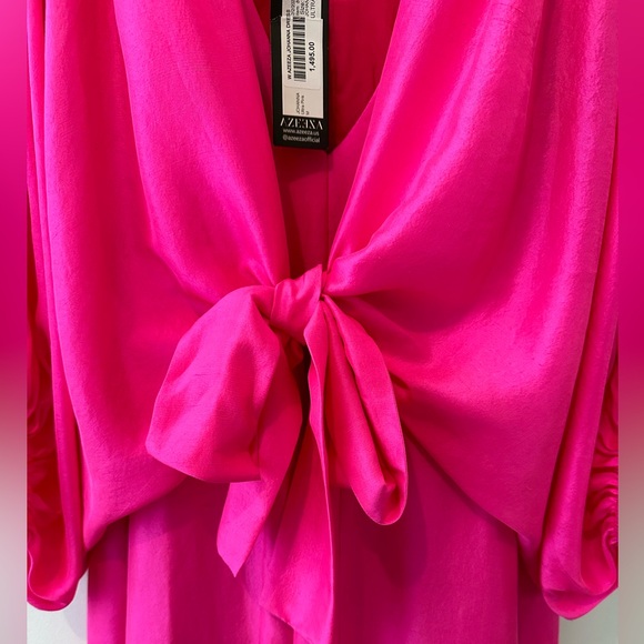 Azeeza magenta raw silk mini dress - Picture 4 of 9